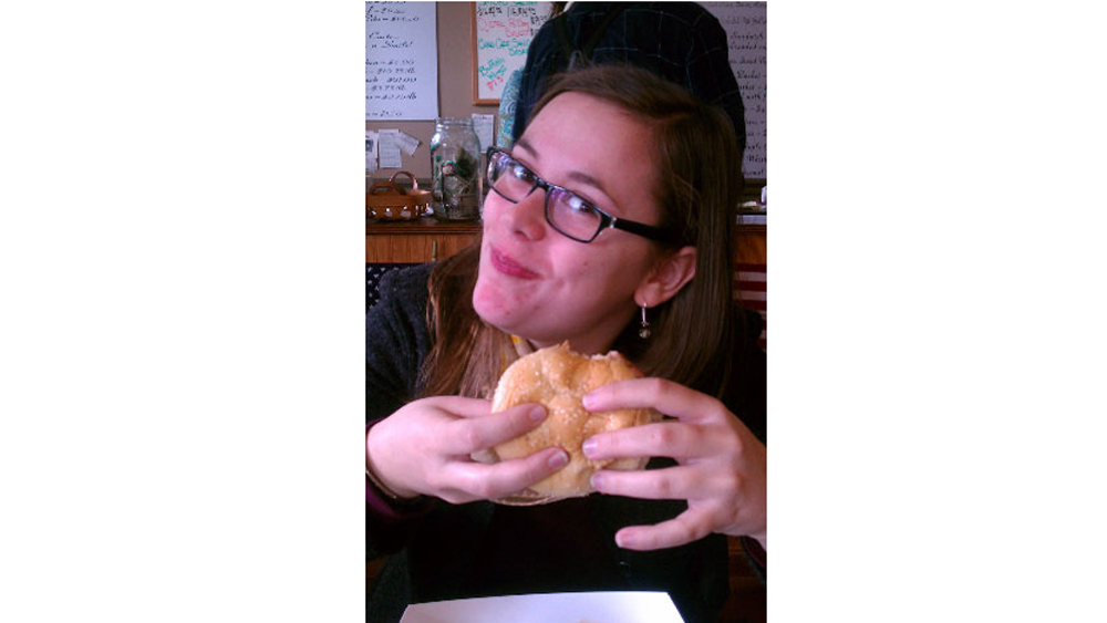 Stephanie's first American burger