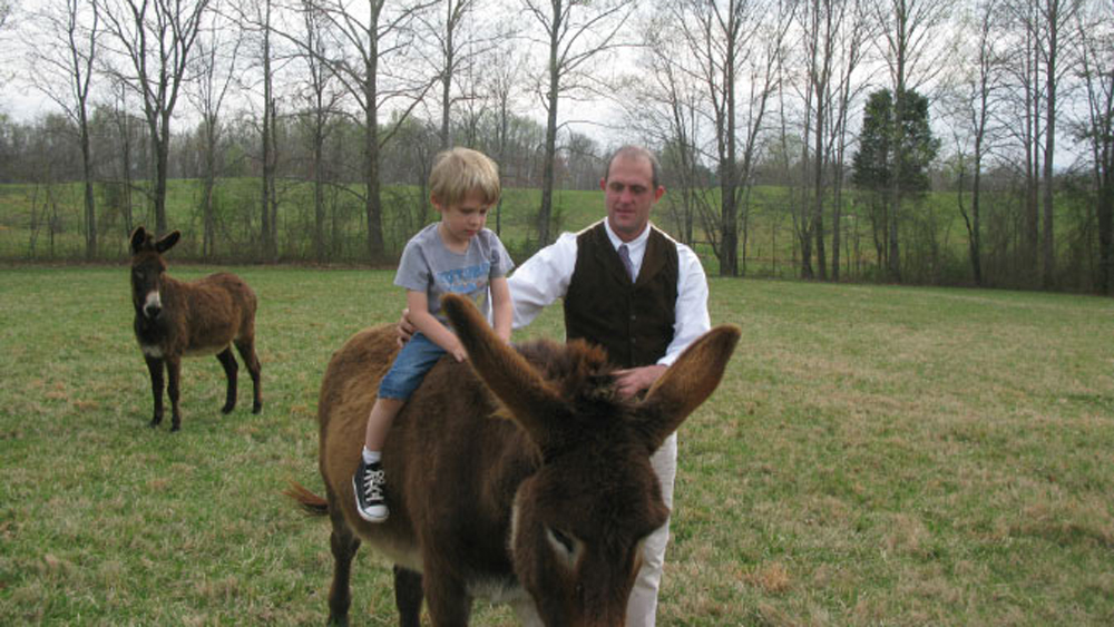 Stefan gets a donkey ride