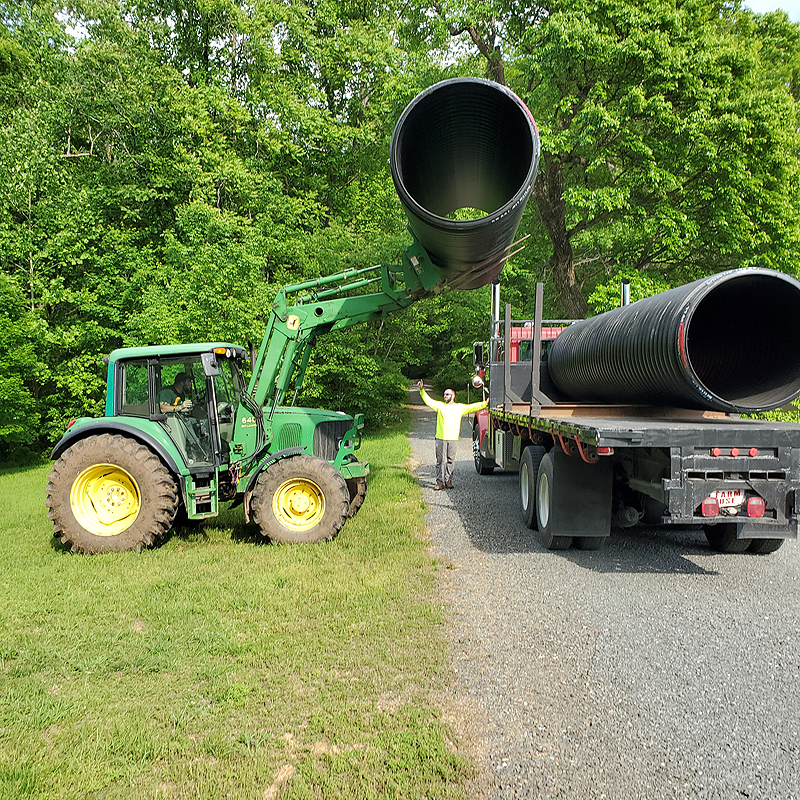 Offloading the massive culverts for the cattle crossing