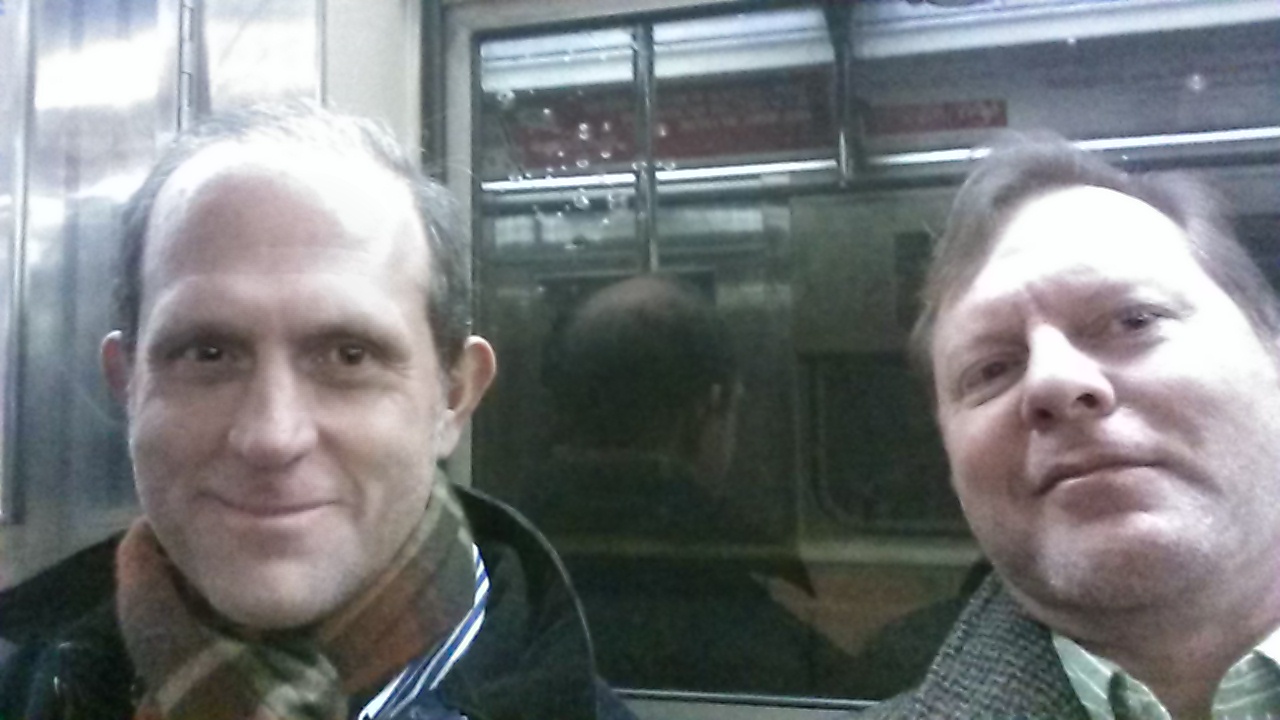 Tourist selfie on the subway