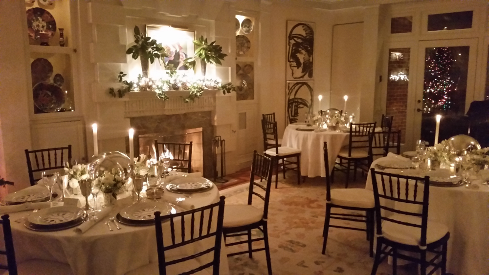 Tables set for a glamorous New Year's Eve