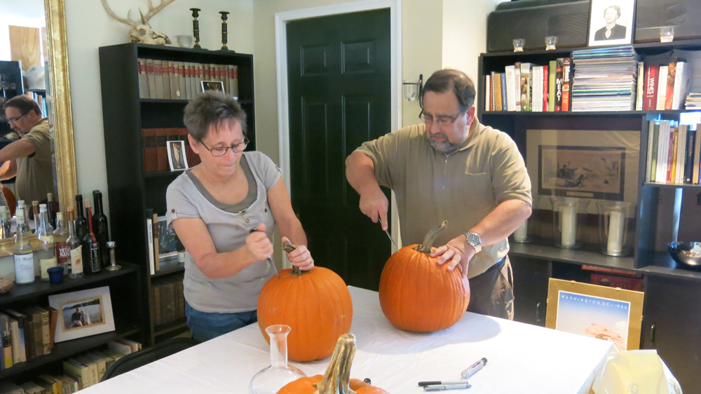 Carving pumpkins for the first time