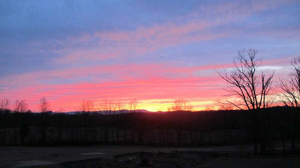 February farm sunset