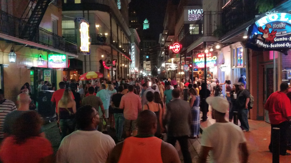 Bourbon Street is pretty smelly on an August night
