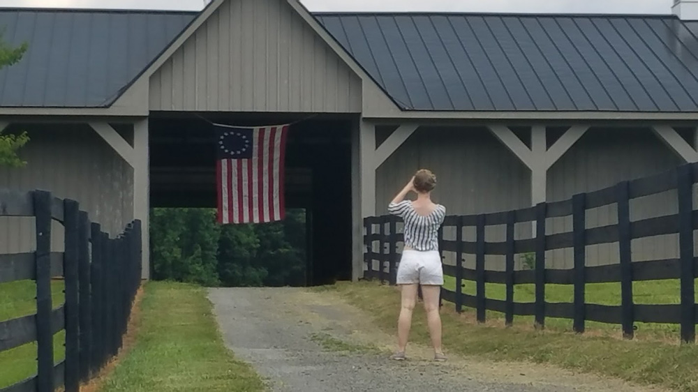 Meg instagraming our barn flag