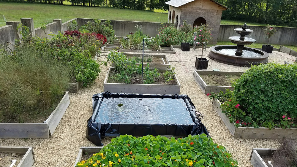 pond liner in place