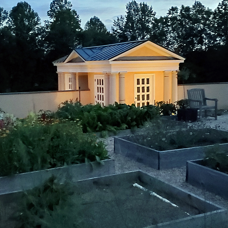 illuminated kitchen garden pavilion