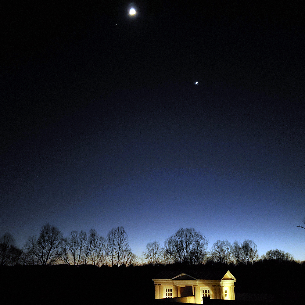 The Moon and Venus above the potting shed