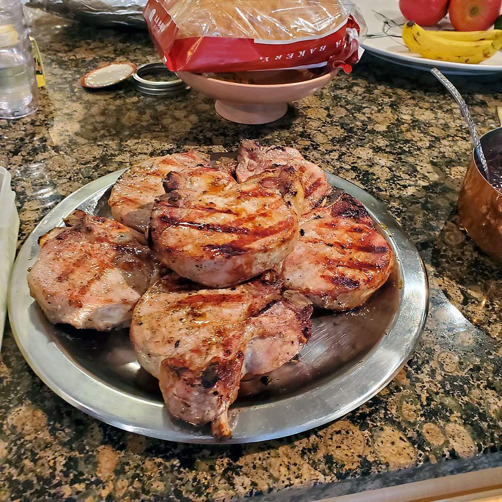 Brother Geoff makes some great pork chops!