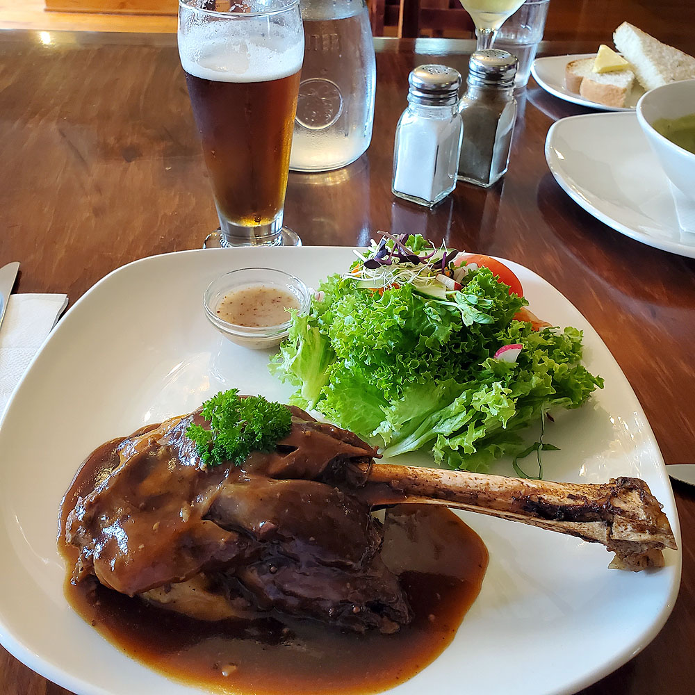 First meal - lamb shanks and local beer
