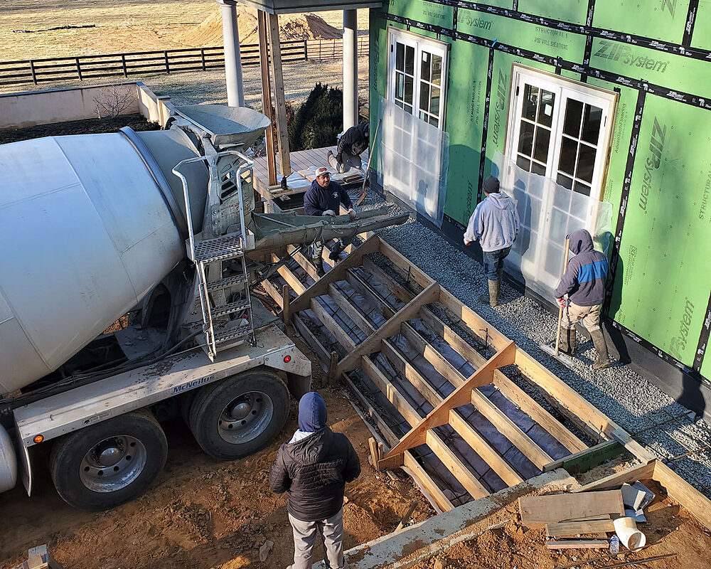 Pouring the winter garden steps